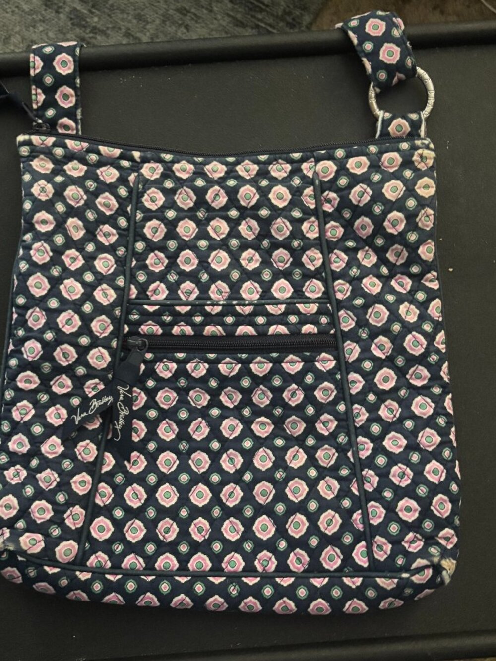 Blue Crossbody with Pink Dots